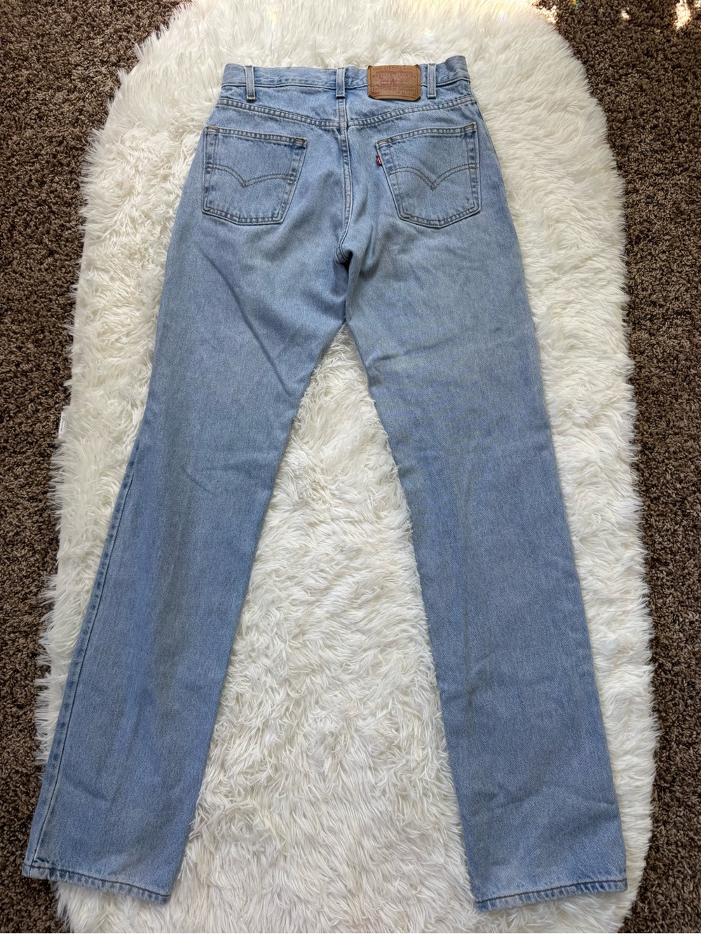 Vtg Levi’s 505 straight leg jeans 31x36 long inseam light wash 90s rigid denim - Picture 6 of 16